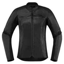 Blouson moto cuir ICON Overlord Noir