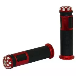 Sifam - Poignées Bicolores Rouges Longueur 128mm - Ø22/24mm Fermée avec Embout Vissé