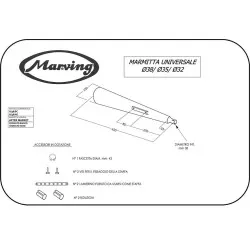Marving - Silencieux Universel Chromé M17 Non Homologué Ø32-35-38