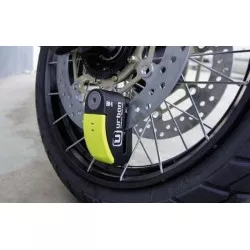Urban - Antivol Bloque Disque Hi-Tech Alarme+Avertisseur A+, Homologué ø14 , Waterproof, pile lithium + housse