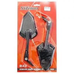 Sifam - Paire de Rétroviseurs Réglables Universels - M10 - Noir/Look Carbone