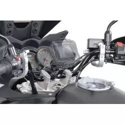 Support GPS antichoc pour guidon Pour guidon O 28 mm. Vibrations amorties. Gris.