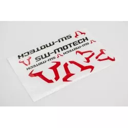 Set d`autocollants SW-MOTECH 310x260 mm. Taureau: rouge, SW-Motech: noir.