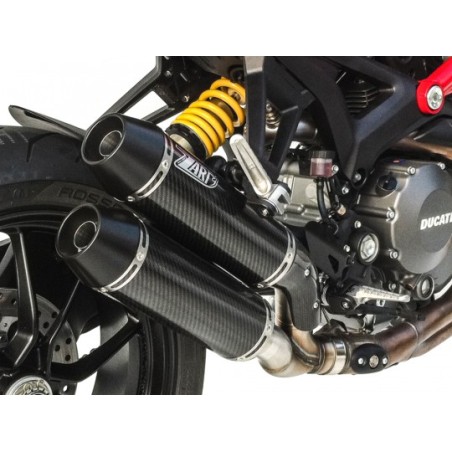 Silencieux double sortie inox-carbone homologué ZARD pour Ducati Monster 1100 EVO 