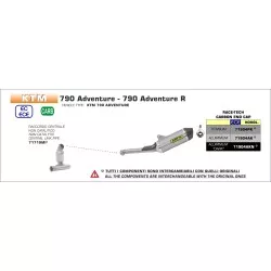 Raccord central Racing ARROW 71719MI pour KTM 790 Adventure / R et Duke 790, 890 Duke R, Husqvarna Norden 901, CF MOTO 800 MT / 