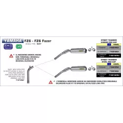 Raccord non catalytique 71272MI ARROW Inox pour remplacer le raccord catalytique origine sur Yamaha FZ6 / Fazer 2004-20016