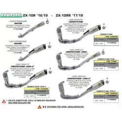 Ligne complète COMPETITION ARROW 71166CKZ Titane collecteur Inox pour ZX10R 2016-2019, ZX10RR 2017-2019