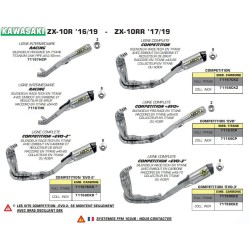 Ligne complète COMPETITION EVO 3 ARROW 71198CKZ Titane collecteur Inox pour ZX10R 2016-2019, ZX10RR 2017-2019