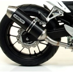 Silencieux RACE-TECH ARROW 71804AON Aluminium "Dark" noir embout inox pour Honda CB500F et CBR500R 2016-2018