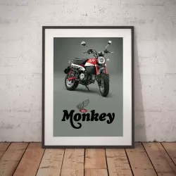 Poster affiche Pyramid avec Honda Monkey 125 rouge