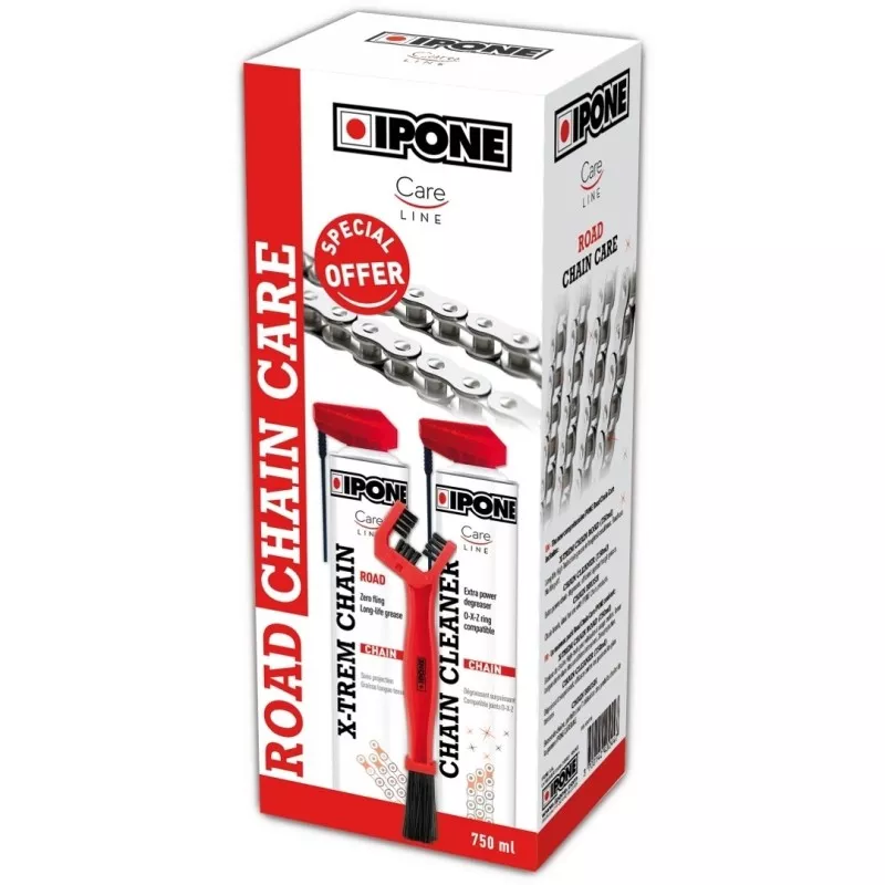 Kit IPONE nettoyage + graissage chaine moto : 2 x 750ml + brosse - Tech2Roo