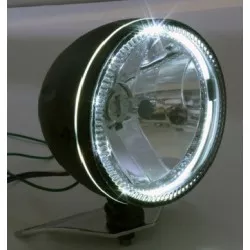 Phare avant rond avec entourage à LED - montage latéral