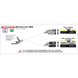 Silencieux REBEL ARROW 71923RP Titane embout Alu Dark pour Ducati Multistrada 950 2019 et +