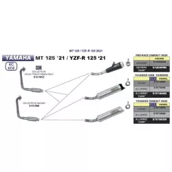 Collecteur Racing 51019MI ARROW pour Yamaha MT125 et YZF R125 2021 et +