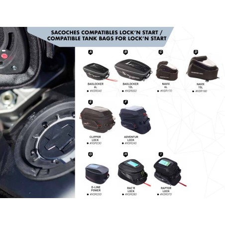 Fixation de réservoir LOCK'N START DÉPORTÉE XAC740 pour sacoche de réservoir Bagster
