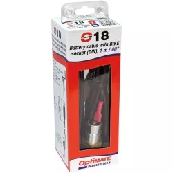 OptiMATE CABLE O-18 : Prise MOTO en métal, montage sur panneau, avec câble de batterie
