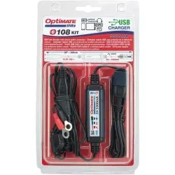 OptiMATE USB O-108 Chargeur USB 3 300 mA et câbles, avec extinction automatique de la batterie, résistant aux intempéries.