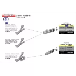 Raccord central Racing 71740MI pour silencieux PRO-RACE ARROW pour Ducati DIAVEL 1260 S 2019 et +