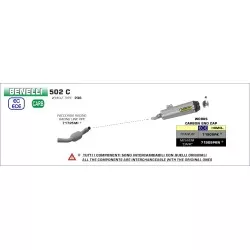 Raccord Racing ARROW Inox 71725MI pour Benelli 502 C 2019 et +