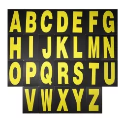26 lettres JAUNES FLUO pour tableau de panneautage / pit board Biketek