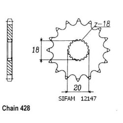 Sifam - Pignon 14 Dents - Pas 428 - Similaire JTF426
