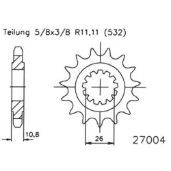 Esjot - Pignon Yamaha - 532 - 17 Dents - Similaire JTF585 - Made in Germany