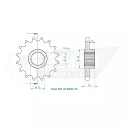 Esjot - Pignon Aprilia - 525 - 16 Dents - Similaire JTF709 - Made in Germany