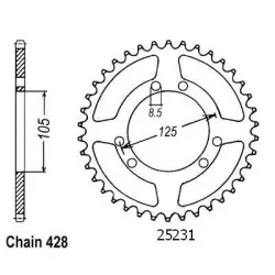 Esjot - Couronne Acier - 428 - 56 Dents - Made in Germany