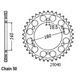 Esjot - Couronne Acier Kawasaki - 530 - 44 Dents - Similaire JTR502 - Made in Germany