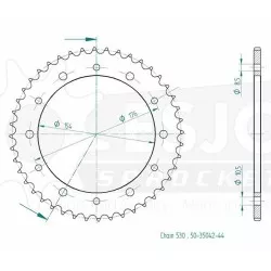 Esjot - Couronne Acier Honda - 530 - 44 Dents - Similaire JTR343 - Made in Germany