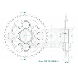 Esjot - Couronne Acier - 530 - 42 Dents - Made in Germany