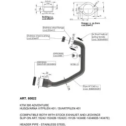 Tube collecteur décatalyseur racing 80022 pour échappement LeoVince et origine 