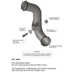 Tube collecteur décatalyseur racing 80009 pour échappement LeoVince et origine sur KTM 690 Enduro R et 690 SMC R 2019-2020