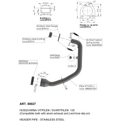 Tube collecteur décatalyseur racing 80027 pour échappement LeoVince et origine sur Husqvarna 125 Svartpilen / Vitpilen 2021 et +