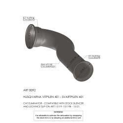 Tube suppresseur de catalyseur non homologué 8092 pour échappement LeoVince et origine sur Husqvarna 401 Svartpilen / Vitpilen 1