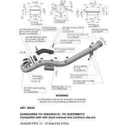 Tube collecteur décatalyseur racing 80024 pour échappement LeoVince et origine sur Husqvarna 701 Supermoto, 701 Enduro / LR 2021