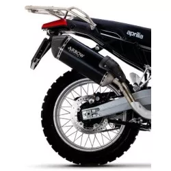 Silencieux SONORA ARROW 72506SKN Titanium "Dark" noir embout carbone pour Aprilia Tuareg 660 2022-2024