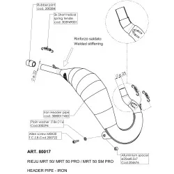 Tube collecteur décatalyseur racing 80017 pour échappement LeoVince sur Rieju MRT 50 / MRT 50 PRO / MRT 50 SM PRO 2021 et +