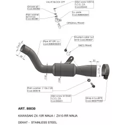 Tube collecteur décatalyseur racing 80030 pour échappement LeoVince et origine sur Kawasaki ZX10R Ninja 2021 et +