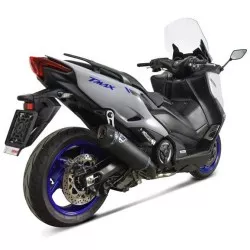 Ligne complète Termignoni Inox silencieux relevance Titane noir embout Carbone pour Yamaha TMax 560 / Tech Max 2020 et +