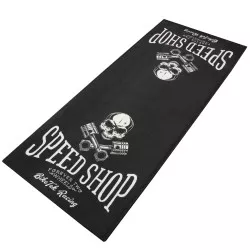 Tapis environnemental Moto SPEED SHOP / Têtes de mort pour garage, atelier, paddock ou showroom