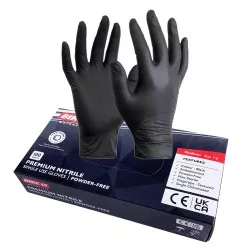 Gants d'atelier / mécanicien en nitrile noir jetables (X100)
