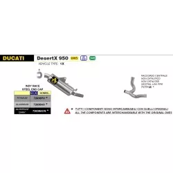 Raccord racing ARROW inox 71771MI non catalysé pour Ducati Desert X 950 2022 et +