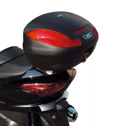Top Case MONOLOCK GIVI E470 NS 47 litres noir gaufré, catadioptres rouges sans capot avec platine et kit fixation