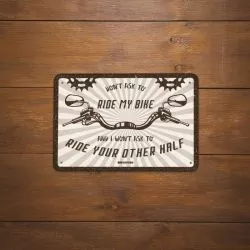Plaque métallique "Don't ask to ride my bike" OXFORD pour votre garage, atelier ou votre maison