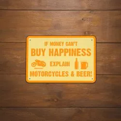 Plaque métallique "buy happiness" OXFORD pour votre garage, atelier ou votre maison