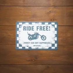 Plaque métallique "Ride free" OXFORD pour votre garage, atelier ou votre maison