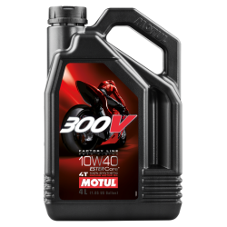 Huile moteur 4T 10W40 MOTUL 300V FL 4 litres - 100% Synthèse