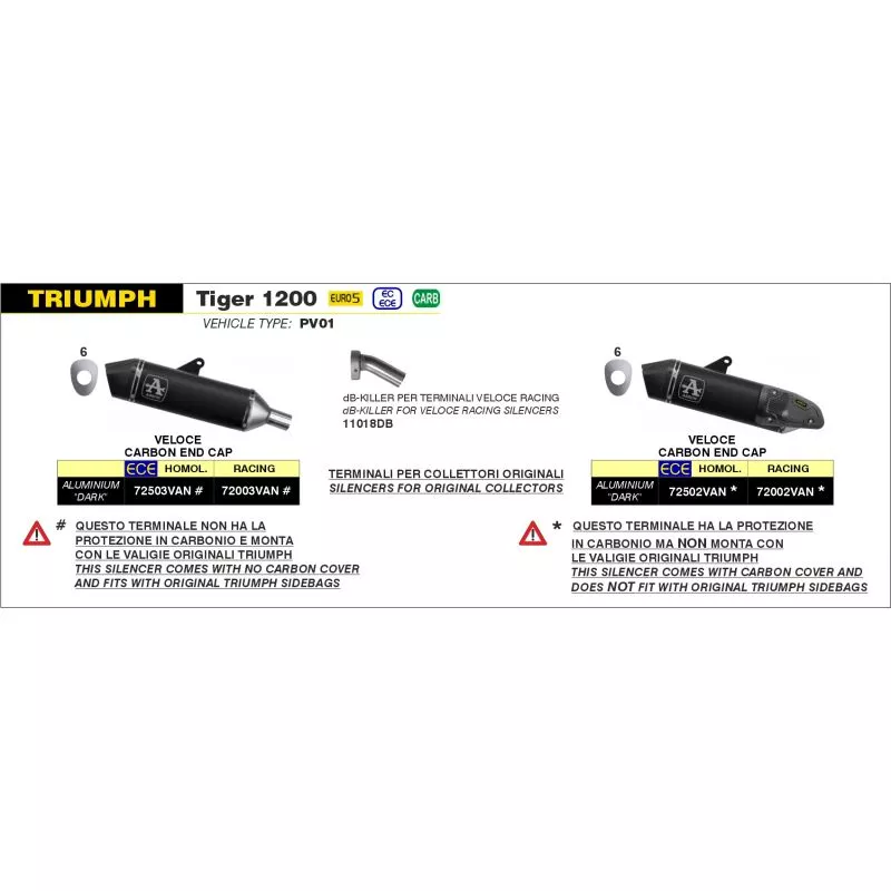 Arrow Auspuff Endschalldämpfer Für Triumph Tiger 1200 2022-2023 - Veloce Aluminium