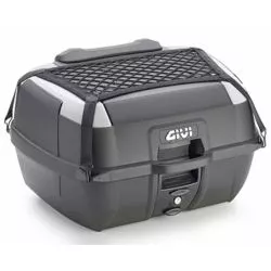 Top Case MONOLOCK GIVI B45+, Noir, 45 litres, logo en relief chromé, platine universelle, filet, dosseret, tapis interne